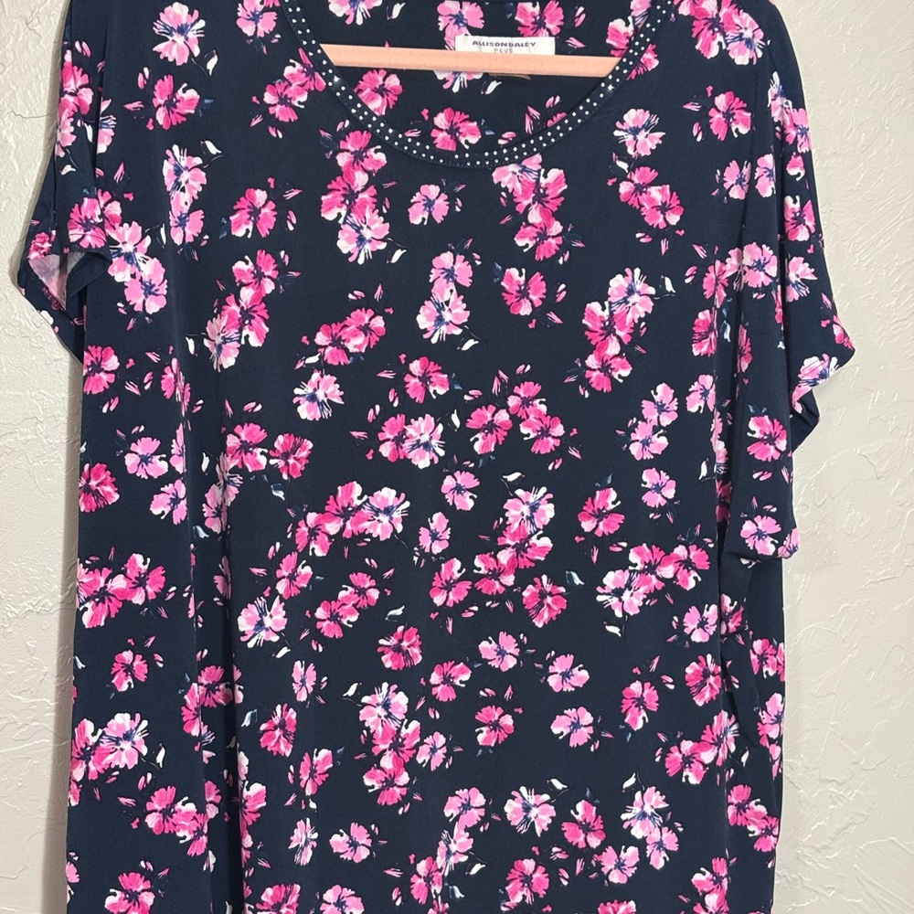 Allison Daley Pink and White Relaxed Blouse